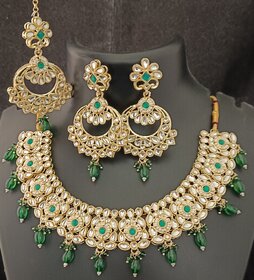 Green Pearls Pachi Kundan Beautiful Designer Bridal Jewellery Set