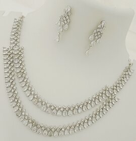 Premium Quality Full white AAA CZ Stones Beautiful 2 Line Jewellery Set