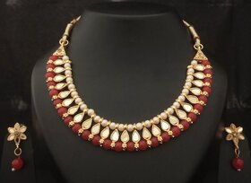 Red Pearls Mirror Jewellery Set