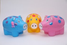 Manav Enterprises Piggy Money Bank Combo Of 3 Coin Bank (Multicolor)