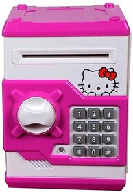 Manav Enterprises Hello Kitty Electric Secret Password Safe Atm Piggy Money Bank Coin Bank (Pink)