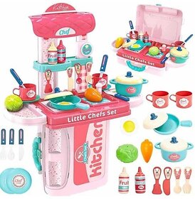 Manav Enterprises Kitchen Set Twist Trolley Case 2 In 1 Luggage Toys For Kids