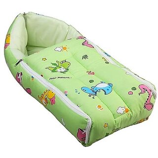                       Manav Enterprises 2 In 1 Baby Carry Bag Cum Sleeping Bag Cum Cotton Mattress Bed For Babies (Fabric, Green)                                              