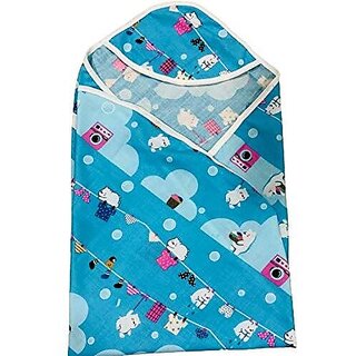                       Manav Enterprises Baby Towel Cum Wrapper (Fabric, Blue)                                              