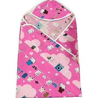                       Manav Enterprises Baby Towel Cum Wrapper (Fabric, Pink)                                              