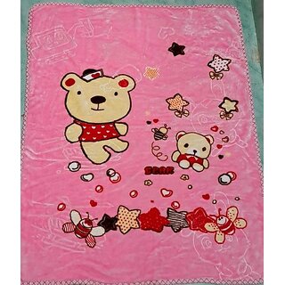 Manav Enterprises Animal Double Ac Blanket For Mild Winter (Fur, Pink)
