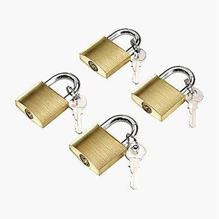                       Mannat Brass Pressing Lock 20mm with 2 keys Hard Stainless Steel for Suitcase,Home shutters Cabinet,pet Doors(Pack of 4)                                              