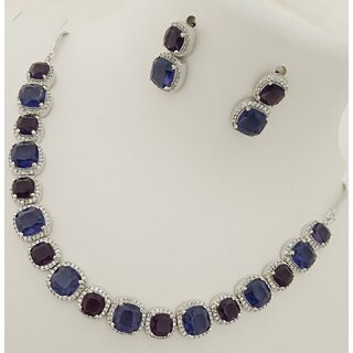                       Premium Quality AAA CZ Amethyst Purple Stones Beautiful Jewellery Set                                              