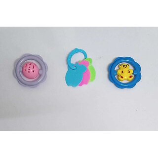                       Hmv Baby Rattle Set Of 3 For New Born Babies Rattle (Multicolor)                                              