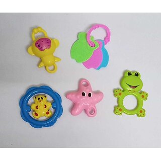                       Hmv Baby Rattle Set Of 5 For New Born Babies Rattle (Multicolor)                                              