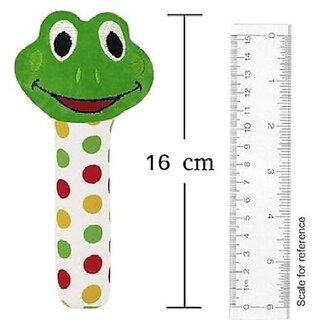                       Hmv Froggy Face Rattle Soft Toy With Squeeze Handle For Squeaky Sound Rattle (Green)                                              