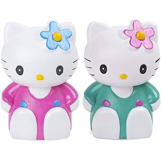                       Hmv Hello Kitty Money Saving Bank, Coin Holder, Piggy Bank For Kids - (Green + Pink)                                              