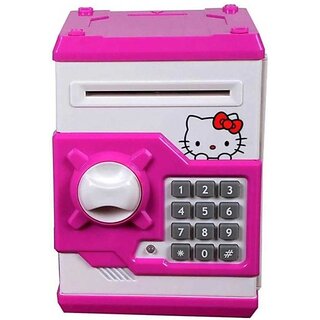                       Manav Enterprises Hello Kitty Electric Secret Password Safe Atm Piggy Money Bank Coin Bank (Pink)                                              