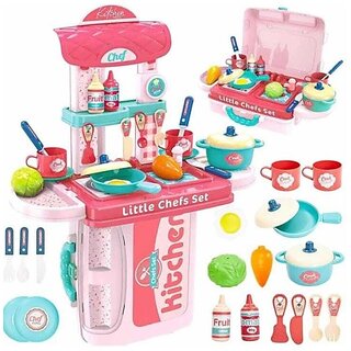 Manav Enterprises Kitchen Set Twist Trolley Case 2 In 1 Luggage Toys For Kids