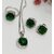 Premium Quality AAA CZ Emerald Green Stones Pendant Stuyds Earrings Adjustable ring with Chain Set