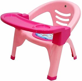 Manav Enterprises Feeding Chair With Table Plastic Chair (Finish Color - Pink, Pre-Assembled)