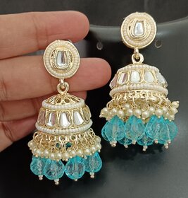 Medha Shankr Insipired Original Quality Light Blue Jhumki Earrings Set