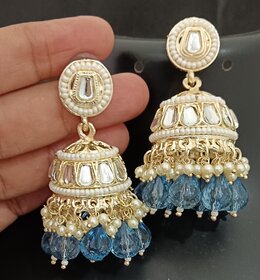 Medha Shankr Insipired Original Quality Blue Jhumki Earrings Set