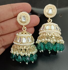 Medha Shankr Insipired Original Quality Rama Green Jhumki Earrings Set