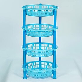 Manav Enterprises Fruits/Vegetables Kitchen Rack Plastic Multi Purpose Plastic Storage Rack 4 Shelfs Round Shape