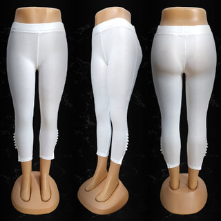                       Women's White Super Skinny High Rise Ankle Length Potli Design Slub Pant Leggings Cotton Lycra Stretchable Jeggings                                              