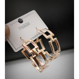                       Korean Imported Stainless Steel Anti Tarnish Round Rectangle Earrings Set                                              