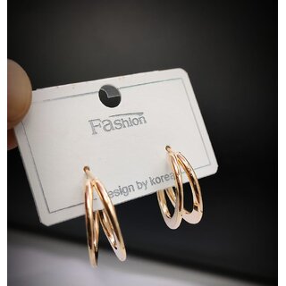                       Korean Imported Stainless Steel Anti Tarnish 2 Line Bali Earrings Set                                              