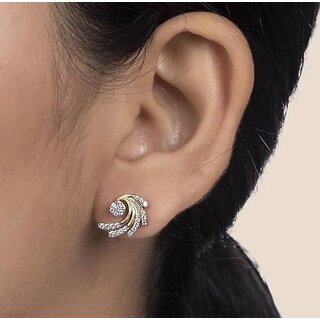                       Premium Quality Gold Plated Desigenr AD CZ Studs Earrings Set                                              