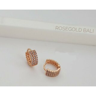                       Premium Quality Rosegold Desigenr AD CZ Bali Studs Earrings Set                                              
