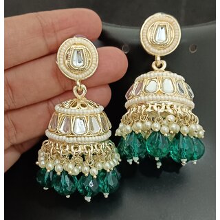                       Medha Shankr Insipired Original Quality Rama Green Jhumki Earrings Set                                              