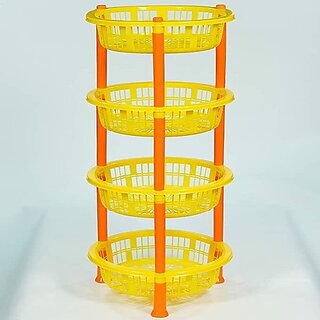                       Manav Enterprises Fruits/Vegetables Kitchen Rack Plastic Multi Purpose Plastic Storage Rack 4 Shelfs Round Shape                                              