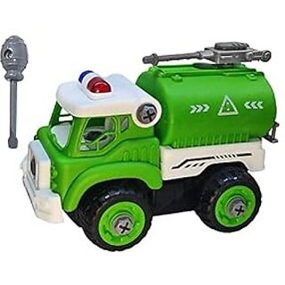 Manav Enterprises Tanker Truck Construction Building Toy - Diy Assembling Vehicles Toys For Kids (Green, Pack Of 1)