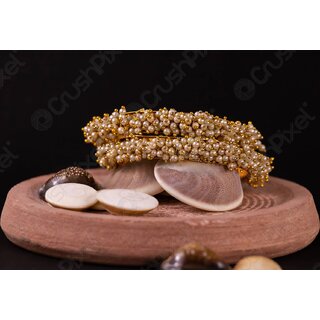                       Pearl Cluster Gold Plate Bangle Jewellery Set Size 2.4                                              