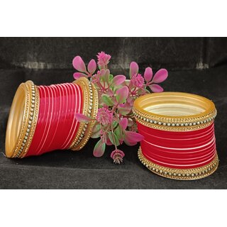                       Red Suhag Bridal Chura Chuda 2.6 inch                                              