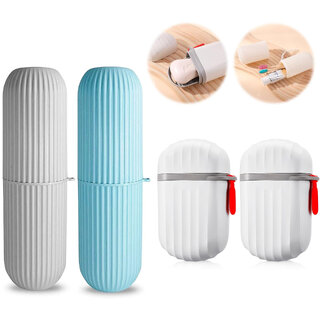                       Aseenaa 2 Pcs Travel Soap Case 2 Pcs Toothbrush Case Waterproof Travel Soap Dish Shower with Convenient Handle Travel                                              