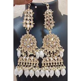                      Genelia Dsouza Inspired White Real Monalisa CZ Stones Earrings Set                                              
