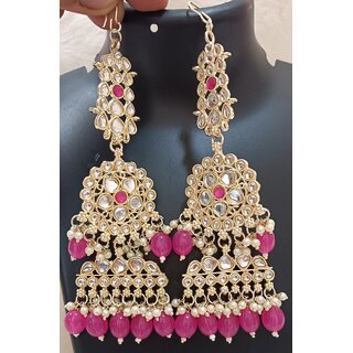                       Genelia Dsouza Inspired Ruby Real Monalisa CZ Stones Earrings Set                                              
