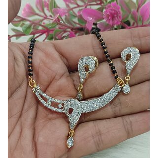                       Designer Beautiful Everyday Wear CZ Mangalsutra Earrings Set                                              