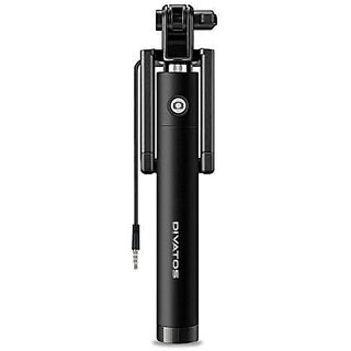                       Divatos DTS003 Pocket Size Selfie Stick Monopod with AUX  Perfect Choice for Photos and Videos  Compatibility with All AUX Support Smartphones GoPros (Black)                                              
