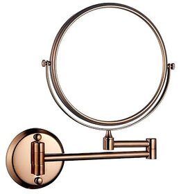 Jps Brass Dual Side Round Mirror For Bathroom 360Xc2Xb0 Swivel With Magnifying View  Magnifying Shaving Makeup Mirror Wall Mounted  (Rose Gold)