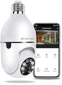 Divatos DTS-BT81 WiFi Wireless CCTV Camera with Night Vision  1080p Full HD Bulb Shape  PTZ V380 Pro LED Lights  Auto Tracking  for Home Office Warehouse