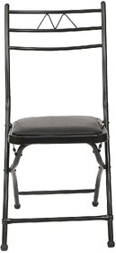 Moon Folding Chair for Home/Study Chair and Restaurant Chair (Metal, Black)