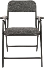 Comfy Mild Steel Folding Chair for Home, Kitchen, Balcony, Garden and Restaurant Chair (Black)