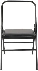 Yoga Chair with Cushion Seat Carbon Steel Backless Folding Chair for Iyengar Yoga, Fitness & Meditation (Black)