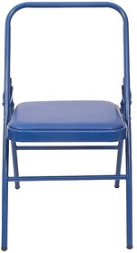 Yoga Chair with Cushion Seat Carbon Steel Backless Folding Chair for Iyengar Yoga, Fitness & Meditation (Blue)