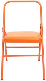 Yoga Chair with Cushion Seat Carbon Steel Backless Folding Chair for Iyengar Yoga, Fitness & Meditation (Orange)