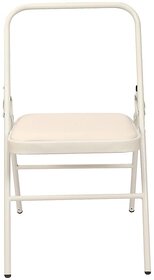 Yoga Chair with Cushion Seat Carbon Steel Backless Folding Chair for Iyengar Yoga, Fitness & Meditation (White)