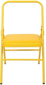 Yoga Chair with Cushion Seat Carbon Steel Backless Folding Chair for Iyengar Yoga, Fitness & Meditation (Yellow)