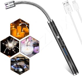 Aseenaa USB Plasma Rechargeable Electric Gas Lighter for Kitchen, Pooja Room, Candles, BBQ, Multi Purpose - 360 Degree