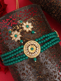 Green Pearl Kundan Beautiful All Occasion Necklace Dangle Earrings Set